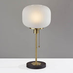 Load image into Gallery viewer, Pelviona Ribbed Glass Table Lamp - Brass &amp; Black Metal Base - Must-Have for Home Styling
