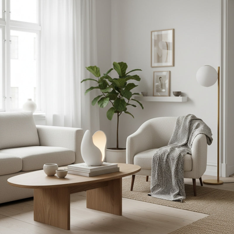 Petalora Zachte Bloemblad Tafellamp – Bloemen Keramische Basislamp voor Woonkamer en Slaapkamer