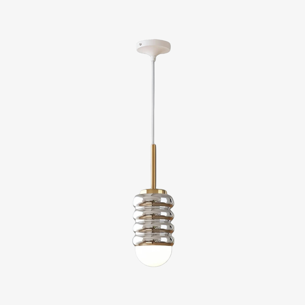 Iron Pendant Lamp with Ribbed Shade - Cream Style Light for Bedroom