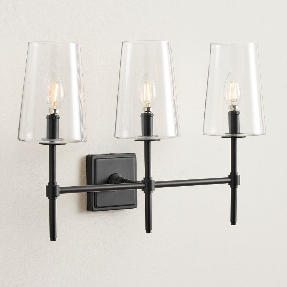 Derlina Multi-Head Candlestick Clear Glass Wall Lamp – Retro Metal Sconce