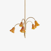 Bellina Modern Romantic Chandelier - Botanical Lily Design with Glass Flowers