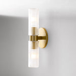 Load image into Gallery viewer, Rivora Fluted Glass Double Short Sconce - Indoor Outdoor Wall Light Elegance
