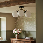 Load image into Gallery viewer, Glorica Glass Globe Light - Mid Century Semi Flush Ceiling Lamp
