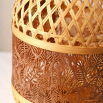 Cargar imagen en el visor de la Galería, close view of woven bamboo texture on orange LED table lamp