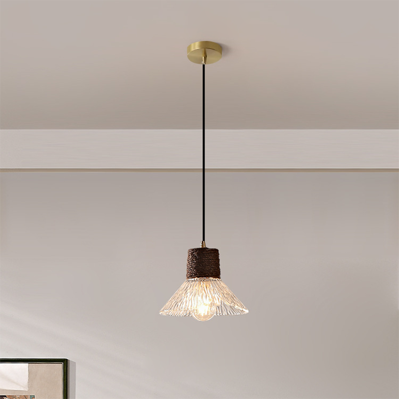 Nordic Hemp Rope Glass Pendant Light