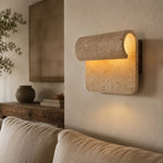 Cargar imagen en el visor de la Galería, Travertine wall sconce above sofa