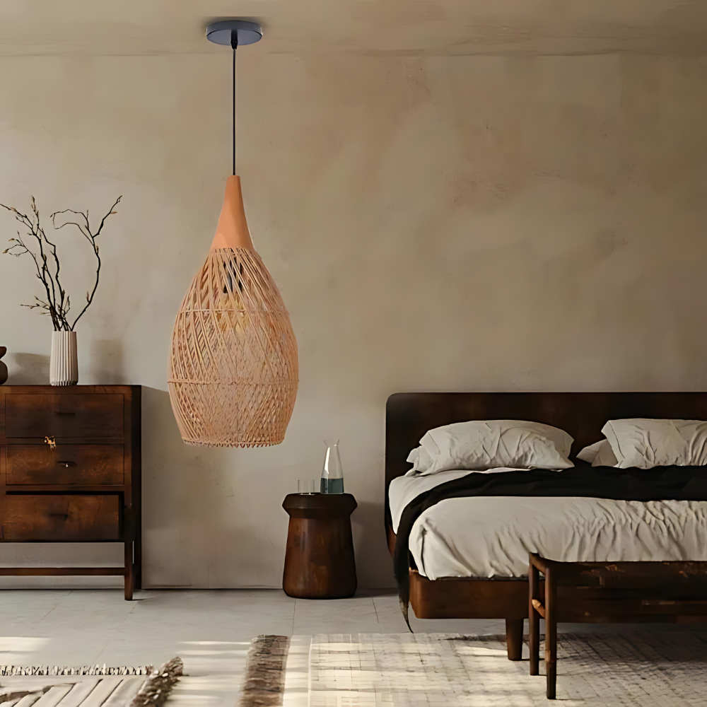Ręcznie wykonana lampa wisząca z tapiserii rattanu