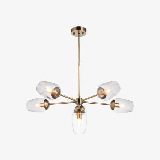 Lámpara Colgante Serion de 6 Luces - Lámpara Moderna con Pantallas de Vidrio Transparente para Sala
