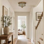 Braleen Antique Lantern Style Flush Ceiling Light – Frosted Glass Design for Living and Bedroom
