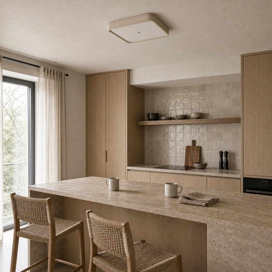 Zenthoris Travertin Deckenleuchte Minimalistische Aufbaudeckenleuchte – Moderne Ambientebeleuchtung für Flur