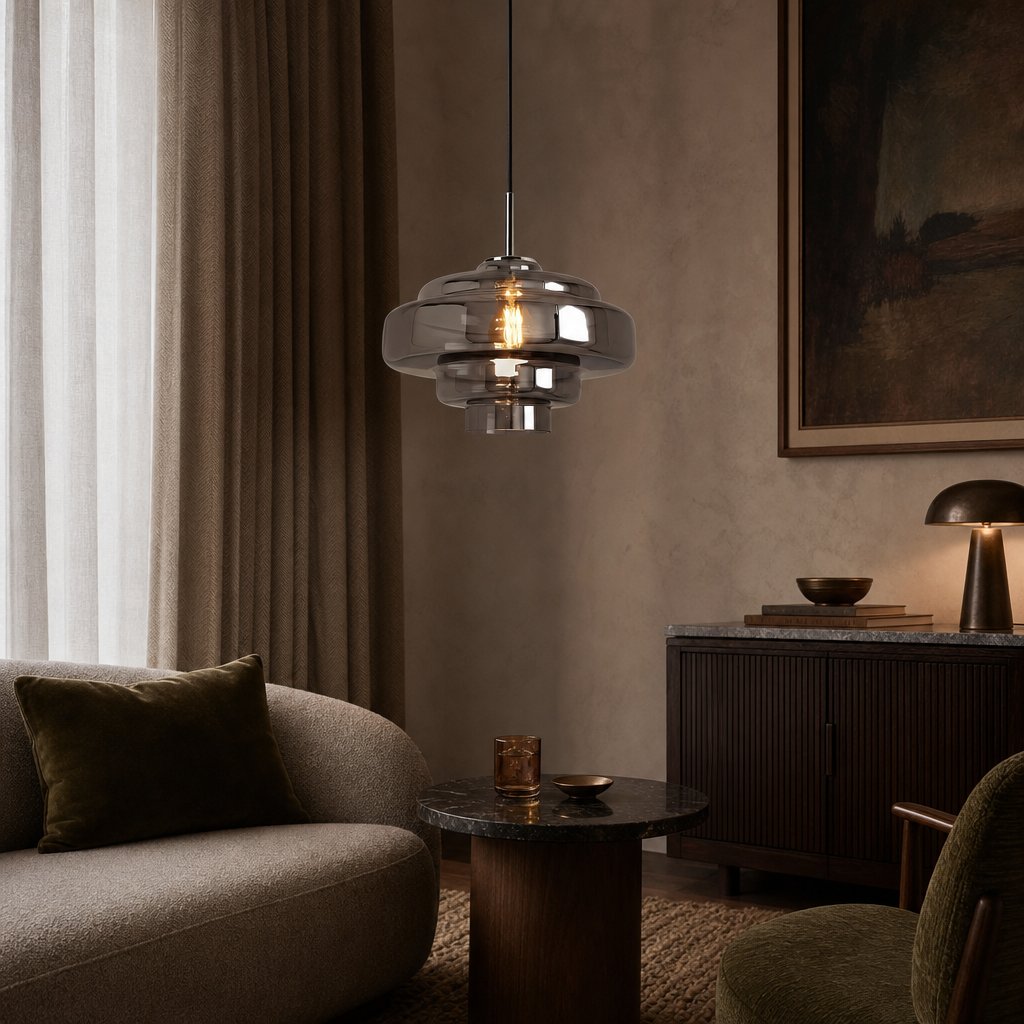 Lámpara Colgante de Vidrio Koloro Millie - Lámpara Colgante de Diseño Retro para Sala de Estar o Comedor