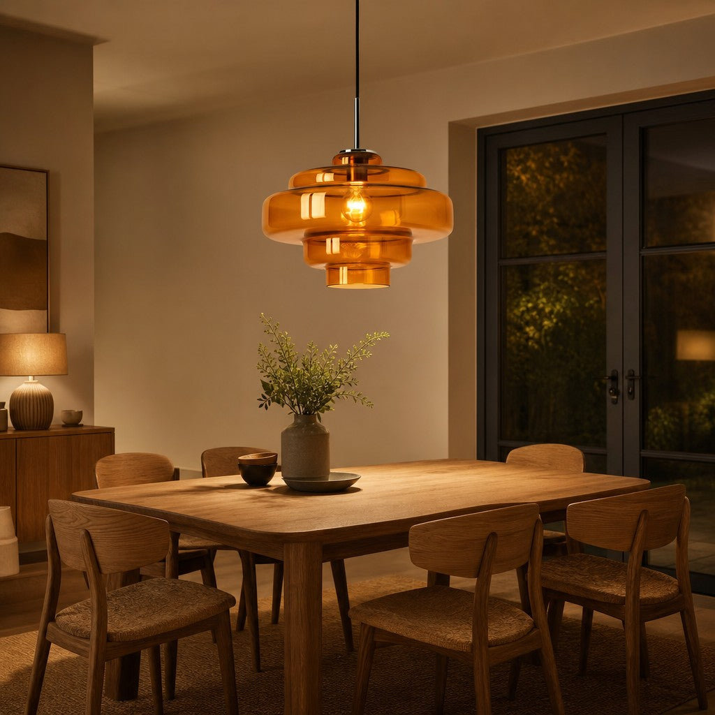 Lámpara Colgante de Vidrio Koloro Millie - Lámpara Colgante de Diseño Retro para Sala de Estar o Comedor