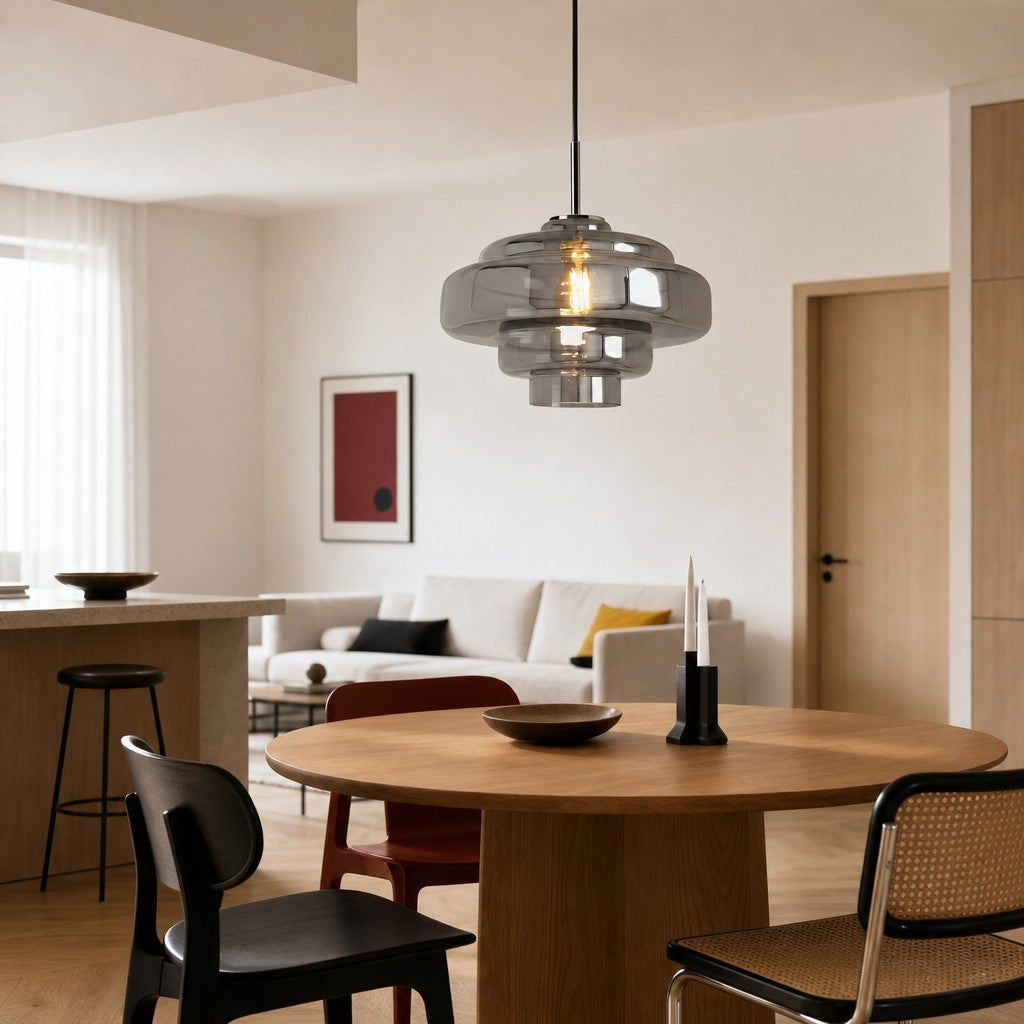 Lámpara Colgante de Vidrio Koloro Millie - Lámpara Colgante de Diseño Retro para Sala de Estar o Comedor
