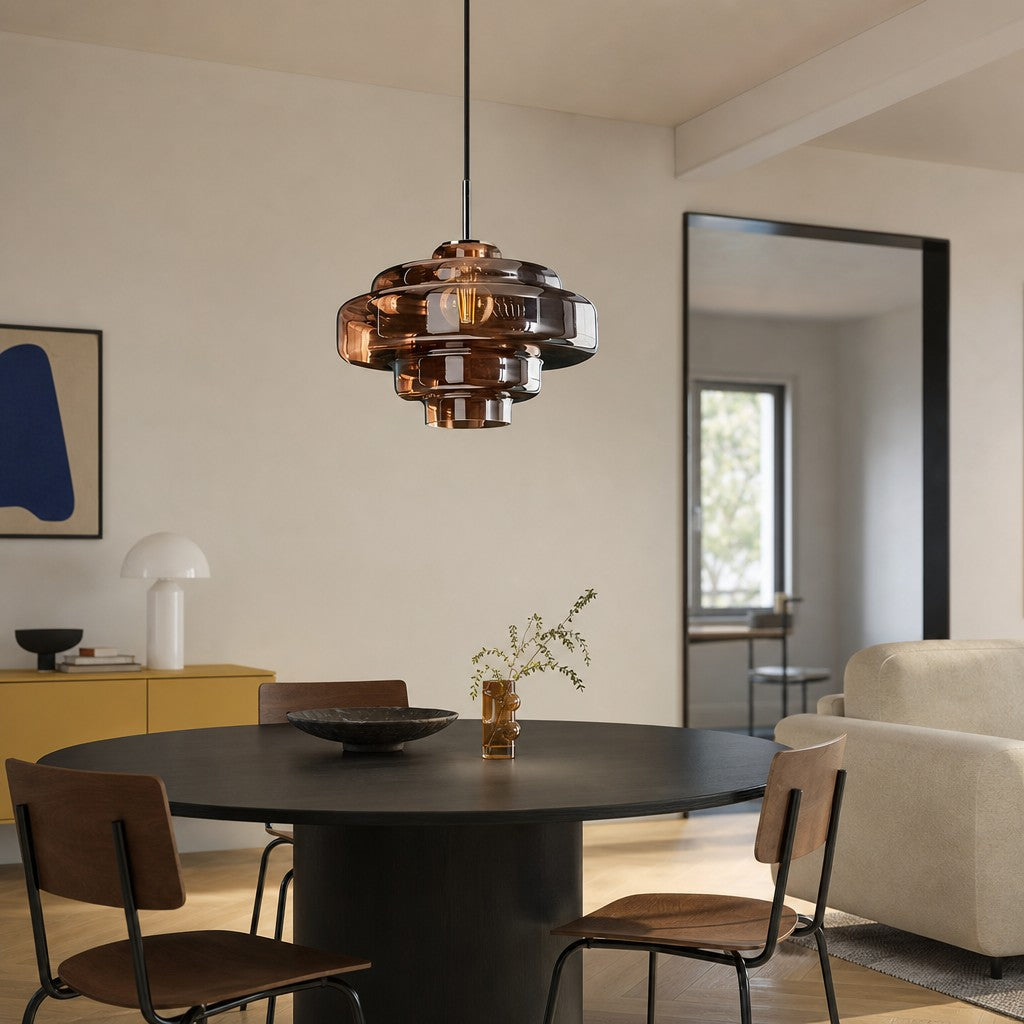 Lámpara Colgante de Vidrio Koloro Millie - Lámpara Colgante de Diseño Retro para Sala de Estar o Comedor