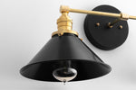 Load image into Gallery viewer, Conique Metal Dual Black Sconce with Cone Shades - Industrial Vanity Wall Light for Mirror
