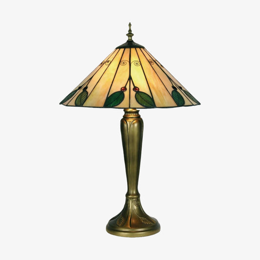 Lámpara de Mesa TiffStar de Vidrio Artístico Inspirada en la Naturaleza - Patrón de Hoja de Vidrio Tiffany para Decoración del Hogar