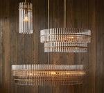 Load image into Gallery viewer, Lumora Crystal Pendant Light – Elegant Tumbled Brass &amp; Cut Glass
