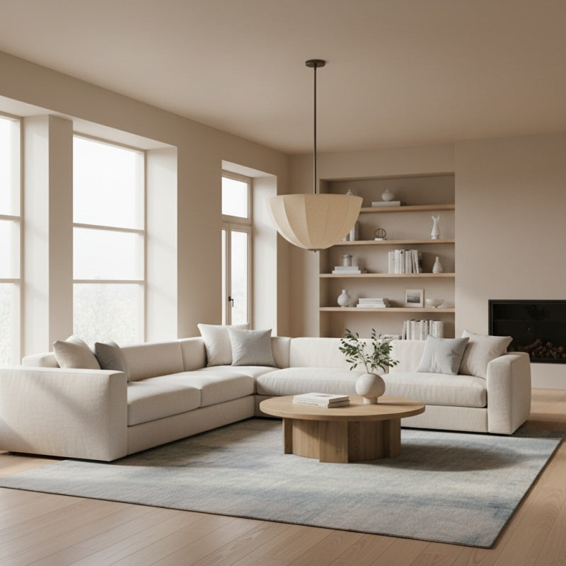 Lumarys Pendel- / Deckenleuchte – Botanisch inspirierter Leinen-Schirm für Essbereich oder Wohnzimmer