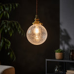 Charger l'image dans la visionneuse de la galerie, Crackled Glass Globe Brass Pendant Light
