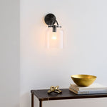 Load image into Gallery viewer, Hanton Modern Minimalist Brass and Glass Sconce – Damp Rated for Bathrooms
