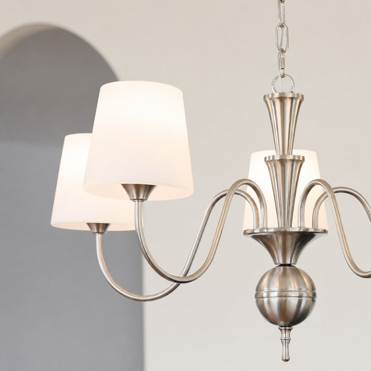 French Vintage Fabric Shade Chandelier