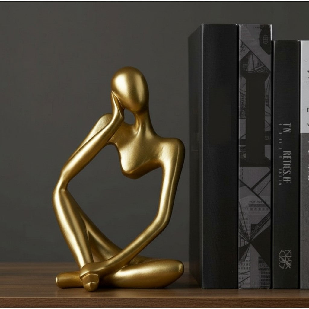 Floxo Lazy Dog and Abstract Nordic Human Figurine Minimalist Sculpture for Modern Shelves and Desks