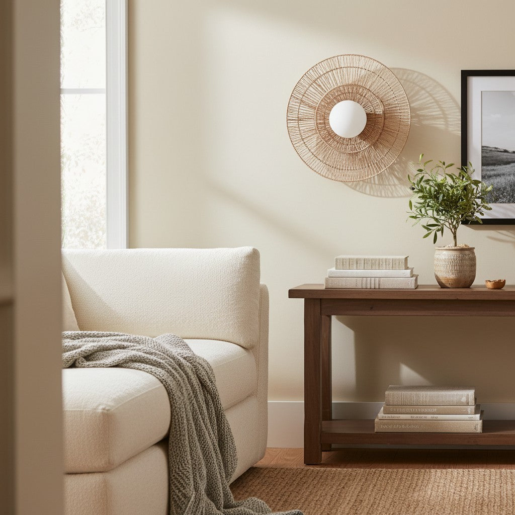 Florevian Pleciony Kinkiet Ścienny – Dwupoziomowy Kinkiet z Juty do Salonu lub Sypialni