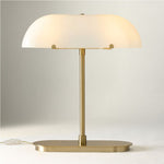 Load image into Gallery viewer, Ferosa Boat-Shaped Lampshade Table Lamp – Vintage Bronze Finish with Milk Glass Shade
