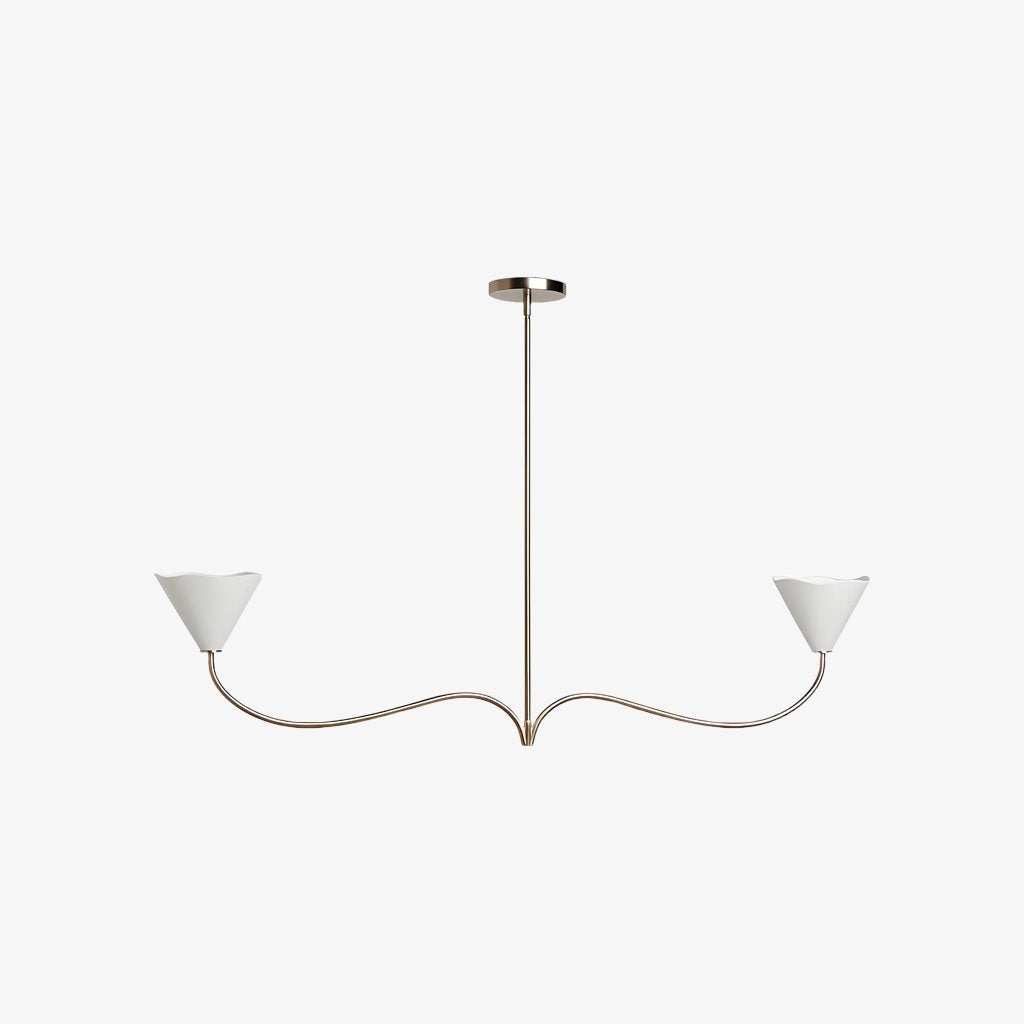 Lámpara de araña lineal Kysara - Brazos de lámpara curvos y pantallas de tela adecuadas para salas de estar o comedores