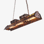 Load image into Gallery viewer, Industrax Steampunk  Linear Chandelier - Vintage Metal Frame Lighting for Dining or Living Room