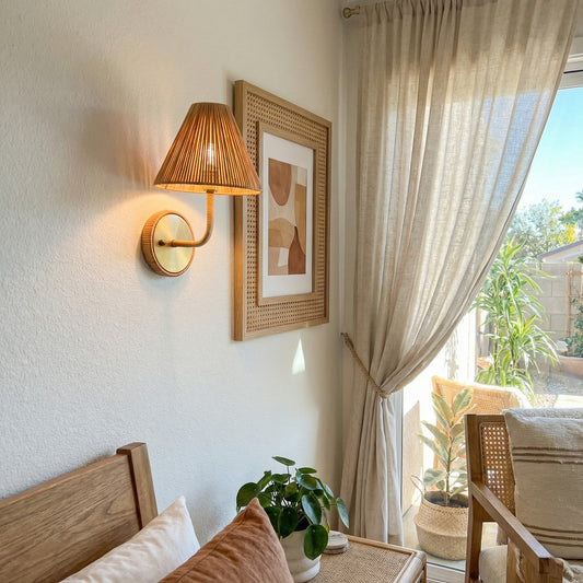Welanery Lámpara de Pared Rústica con Textura Tejida - Iluminación de Acento para Sala