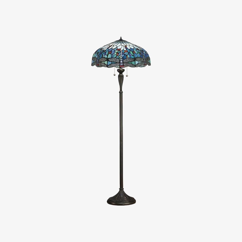 TF Dragonfly Motif Floor Lamp – Vintage Stained-Glass for Living Rooms