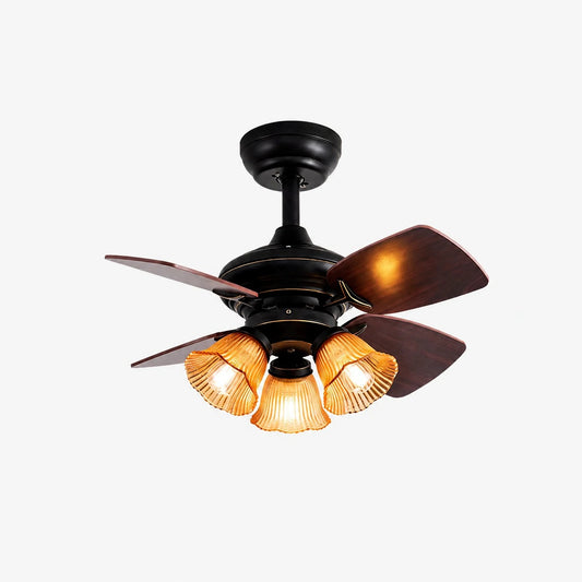 Side profile of black amber glass ceiling fan light