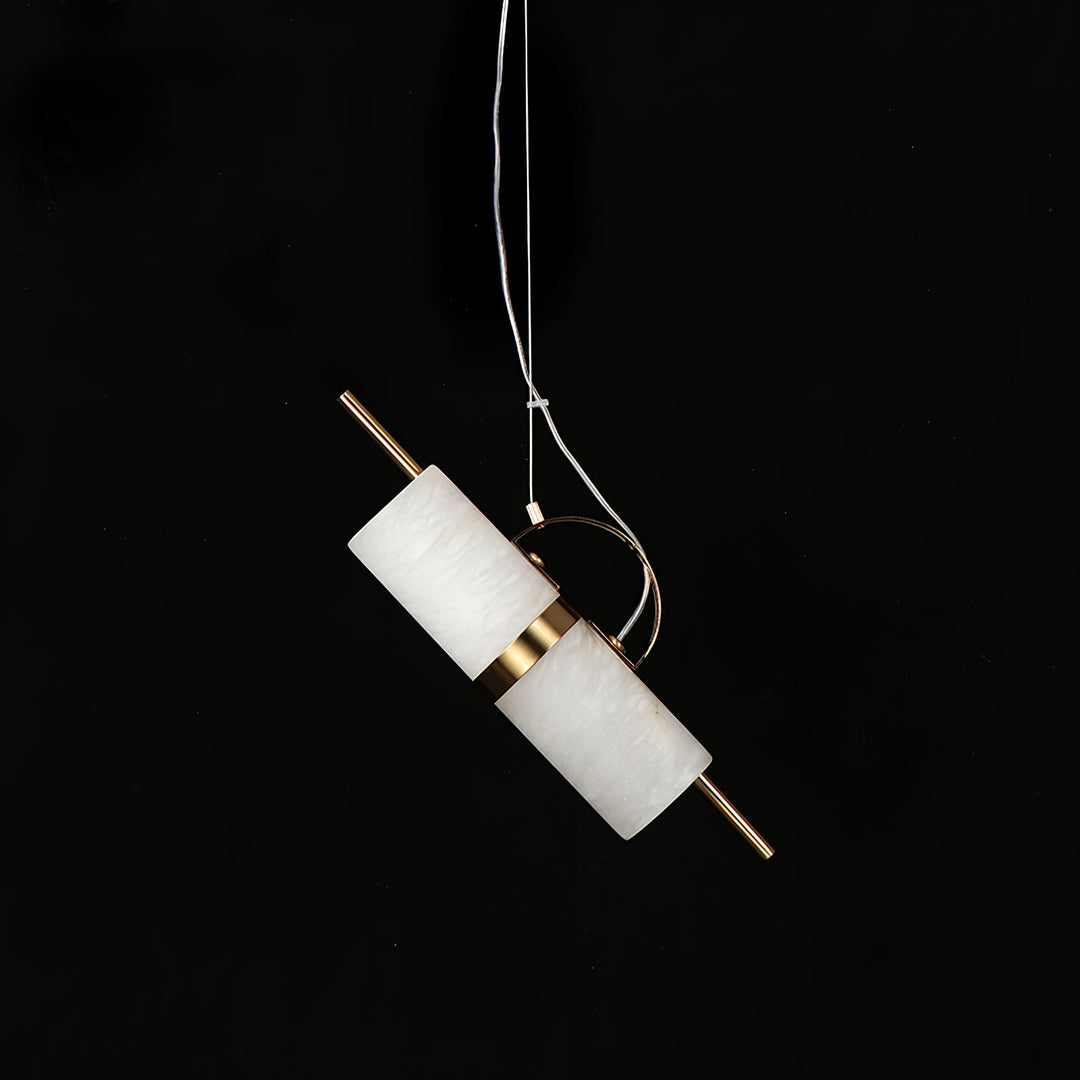 Mini zylindrische Alabaster-Pendelleuchte