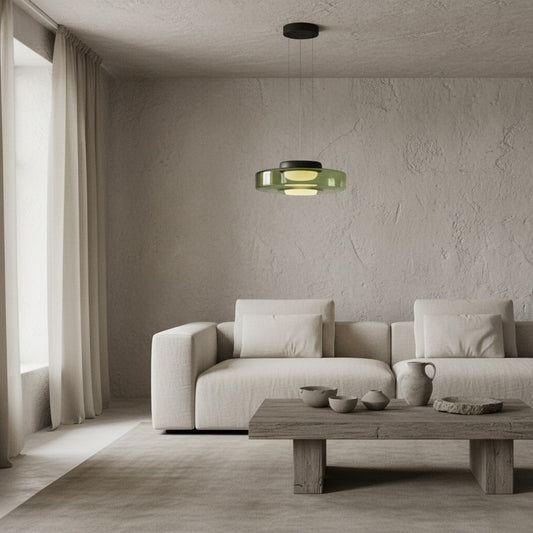 Lámpara Colgante de Vidrio Multicapa Contemporánea Nora - Lámpara Colgante Ajustable para Sala o Isla de Cocina