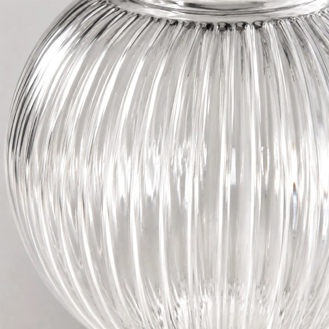 Close detail of ribbed glass shade texture