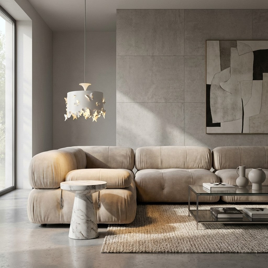 Alaria Design Lampa wisząca - Artystyczna lampa wisząca z ambientowym cieniem do salonu