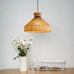 Załaduj obraz do przeglądarki galerii, Fabric cone pendant light above a dining table with flowers