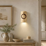 Załaduj obraz do przeglądarki galerii, Travertine wood ring wall sconce detail