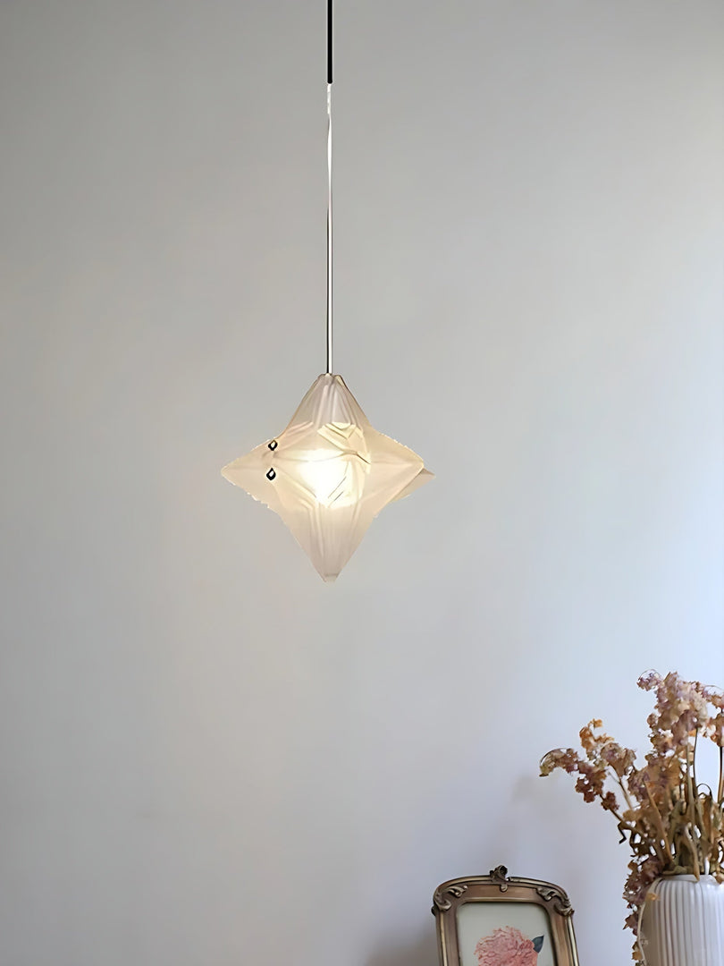 Art Deco Astris Elara Star Pendant Light – Frosted Glass Pendant with Geometric Style