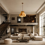 Afbeelding laden in galerijweergave, Autumn floral fabric pendant light in a spacious loft