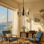 Cargar imagen en el visor de la Galería, Three-light polka dot chandelier in a sunlit living room