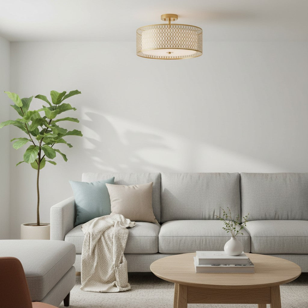 Liorin Geometrische Mesh 3-flammige Deckenleuchte – Metallgewebe-Lampe für Wohnzimmer oder Flur