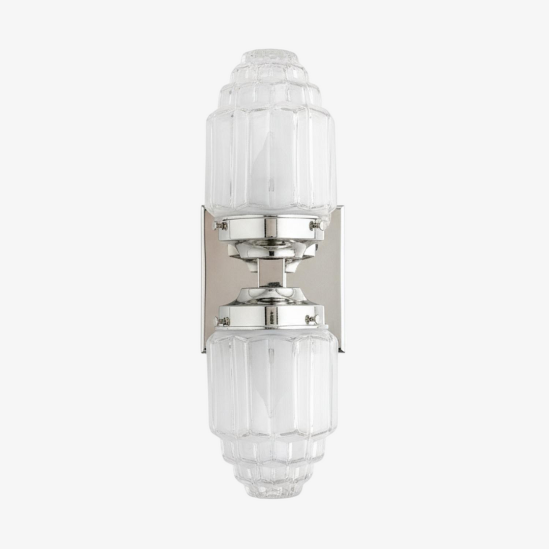 Tierlux Glass Art Deco Wall Sconce - Glass Frosted Globes with Skyscraper Globe