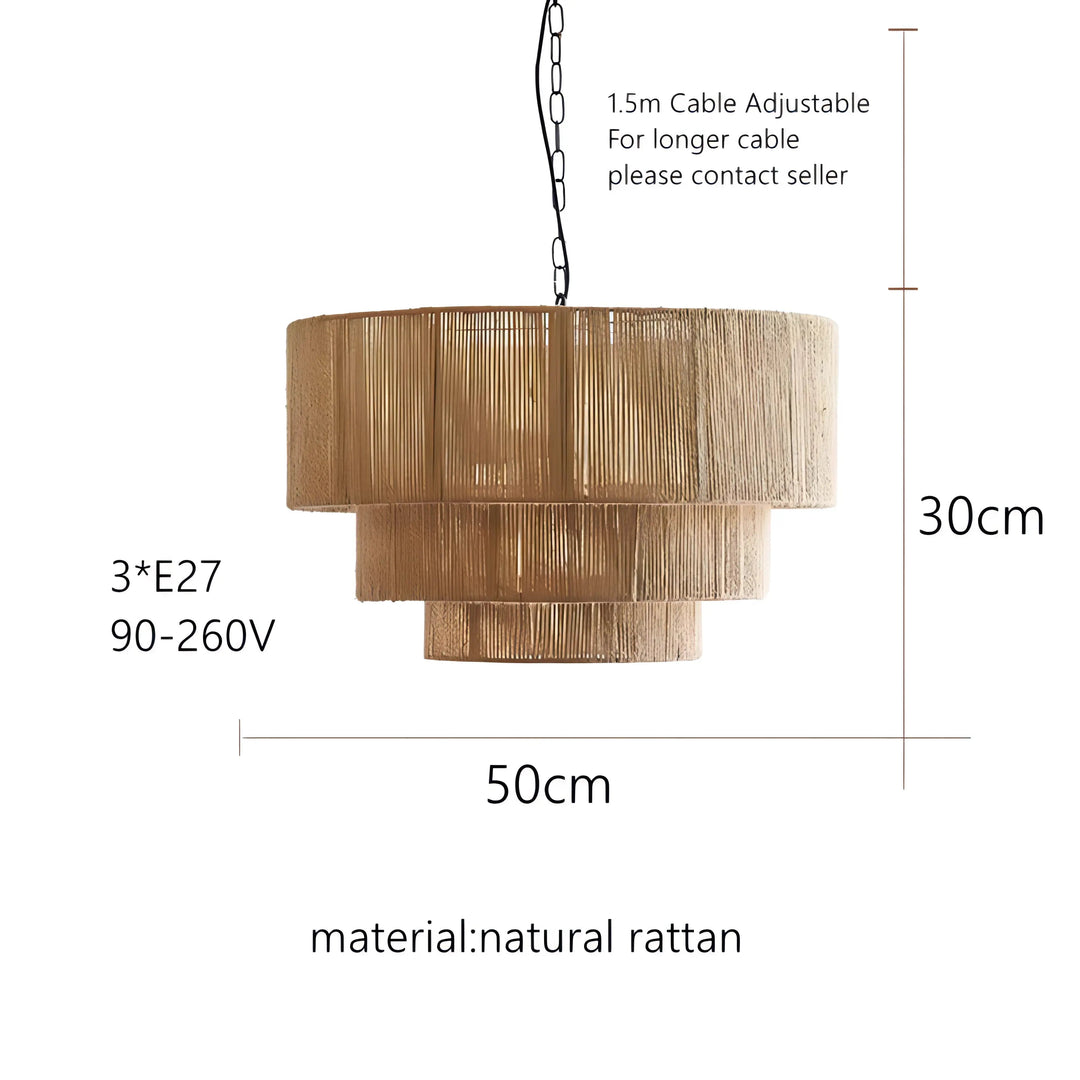 Lámpara Colgante Elegante de Ratán Tejido en Cascada