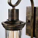 Cargar imagen en el visor de la Galería, Close view of antique bronze metal cap and clear glass shade
