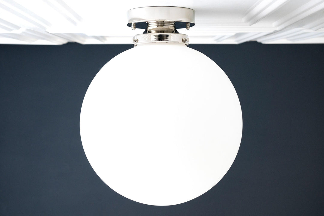 Glorica Glass 12 Inch Globe Ceiling Light - Frosted Glass Art Deco Pendant And Flush Mount