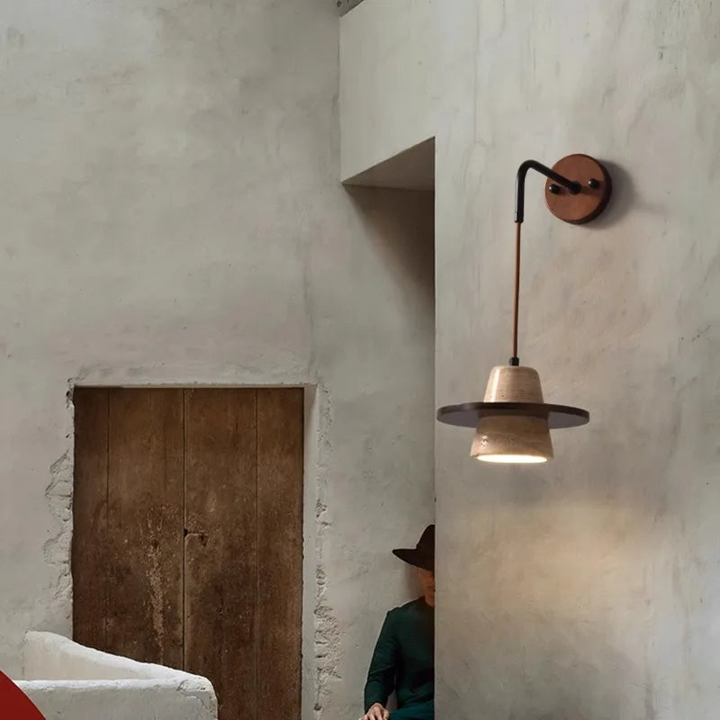 Travertijn Middeleeuwse Hout Steen Hanglamp