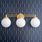 Load image into Gallery viewer, Glorica Glass Contemporary Vanity Light - 3 Light Globe Bathroom Fixture Opal Glass
