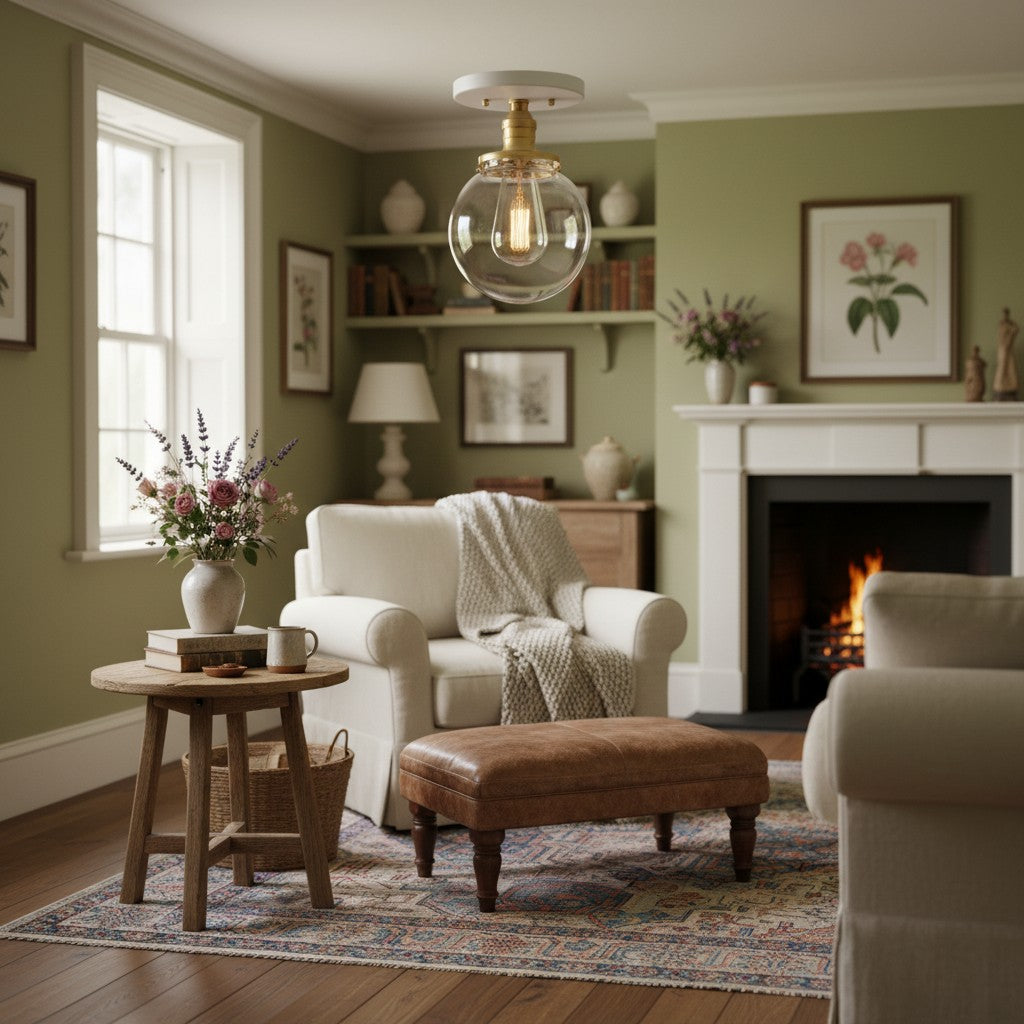 Glorica Glass Minimalist Globe Ceiling Fixture for Bedroom & Office